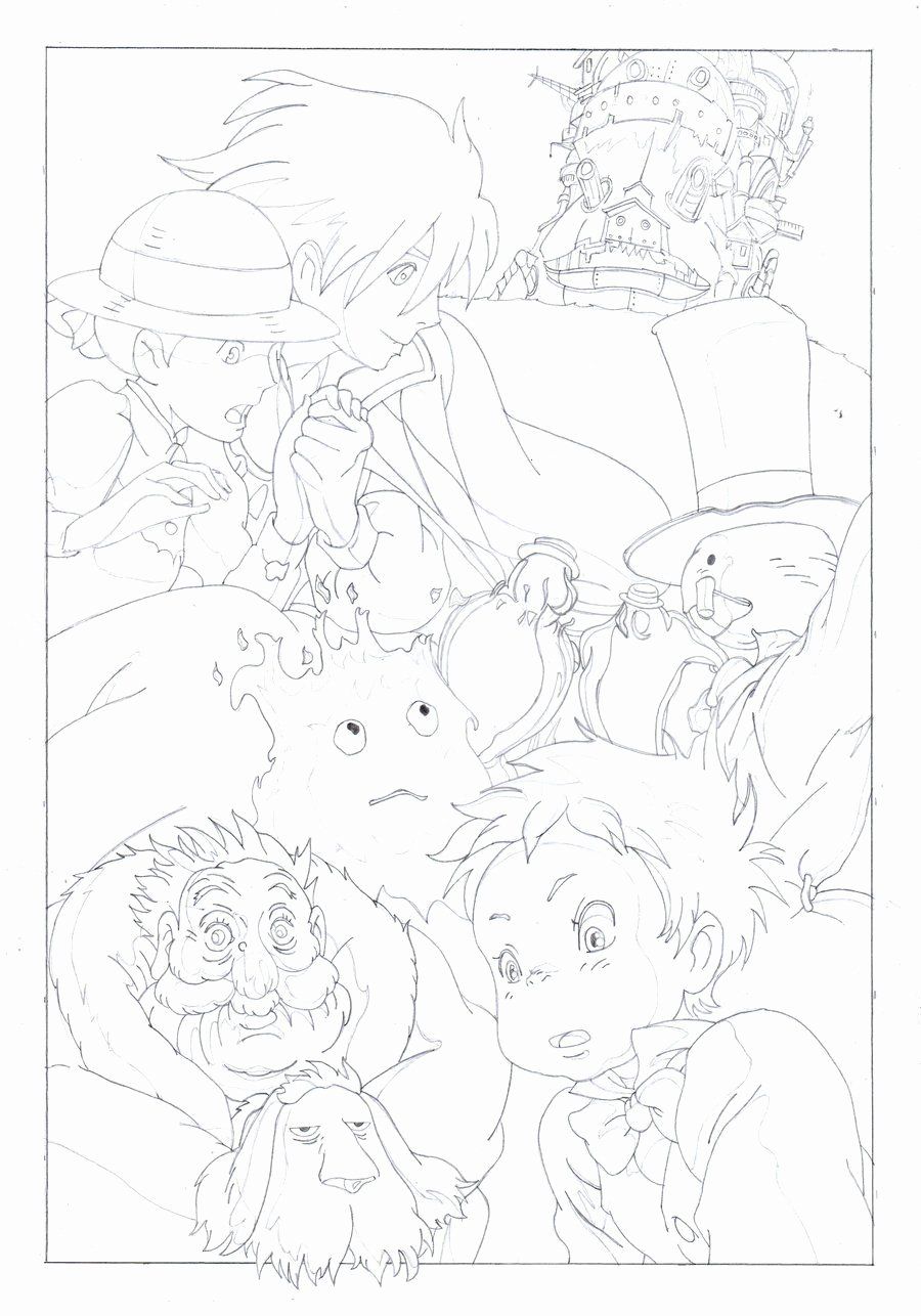 Howl's Moving Castle Characters Coloring Page