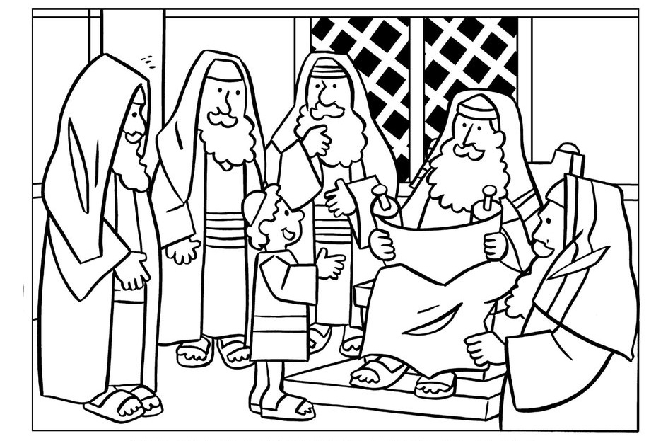 Jesus in Temple Coloring Page
