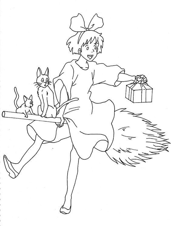 Kiki's Delivery Service Flying Coloring Pages