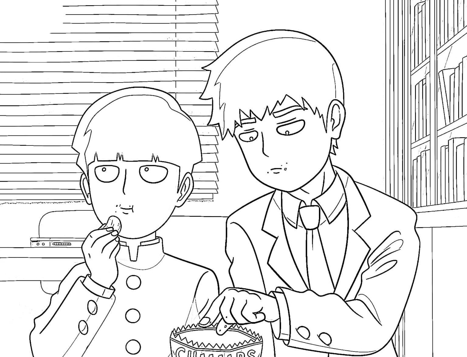 Mob and Arataka Reigen Coloring Pages