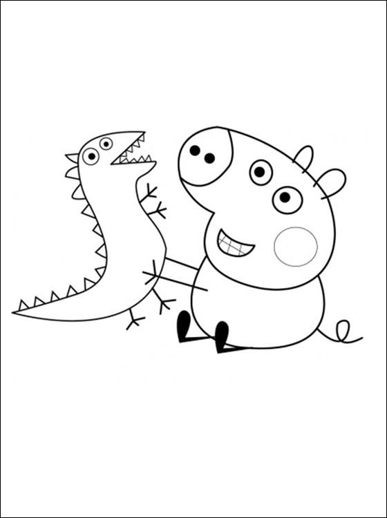 Peppa Pig George Dinosaur Coloring Pages
