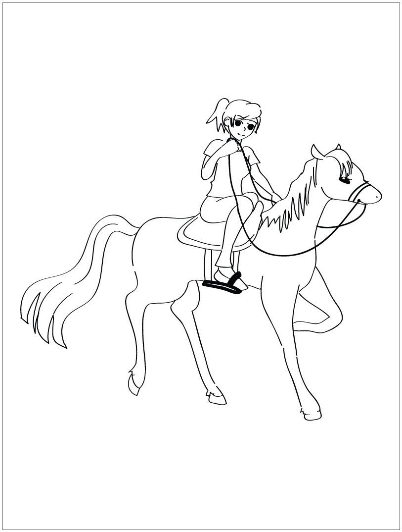 Pics of Coloring Pages that have Girls Riding their Horse Western