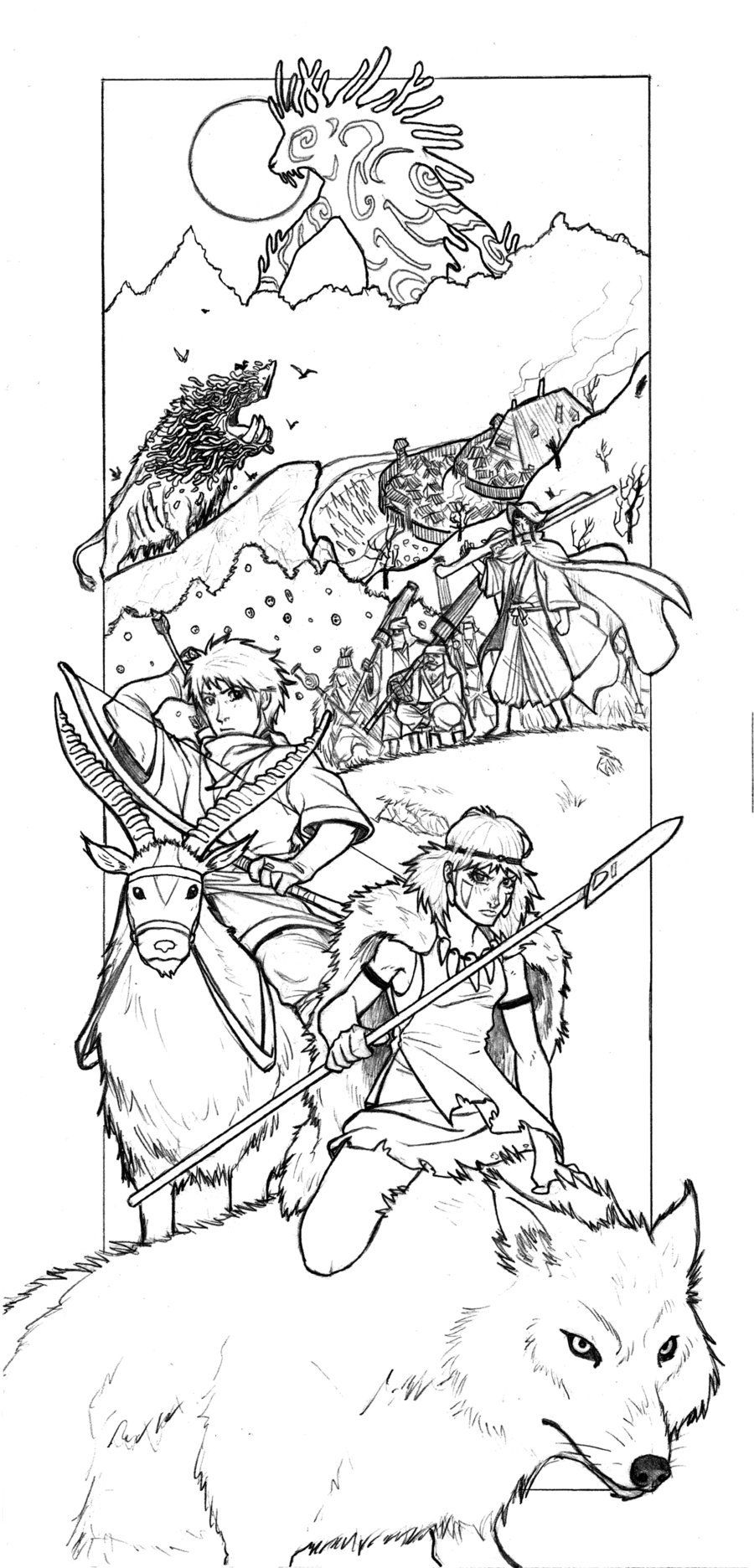 Princess Mononoke Sketch Pages