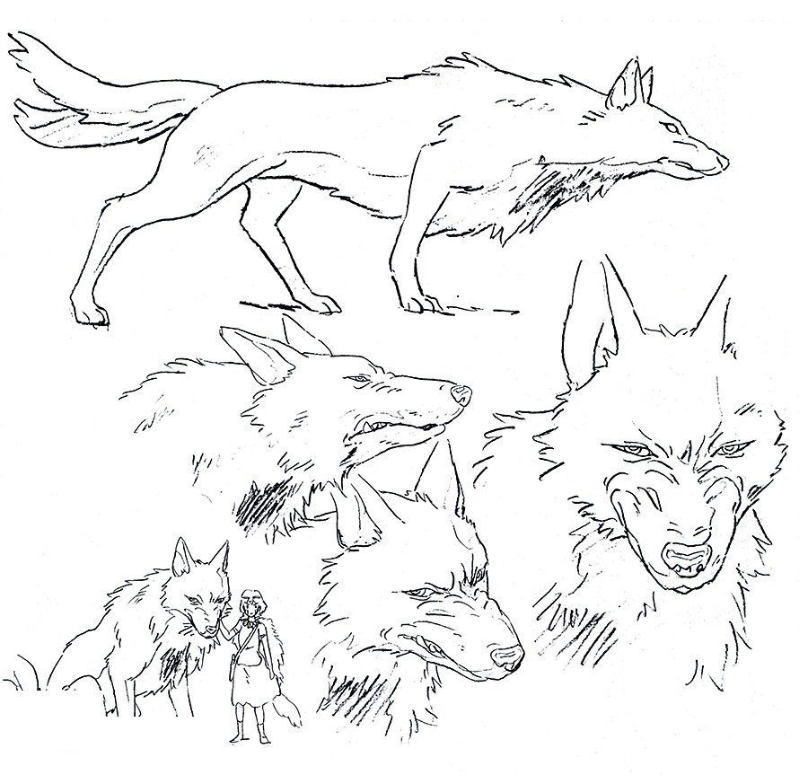 Princess Mononoke Wolf Coloring Pages