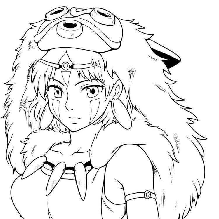 Princess Mononoke Face Coloring Pages