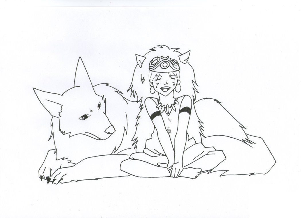 Happy Princess Mononoke Coloring Pages