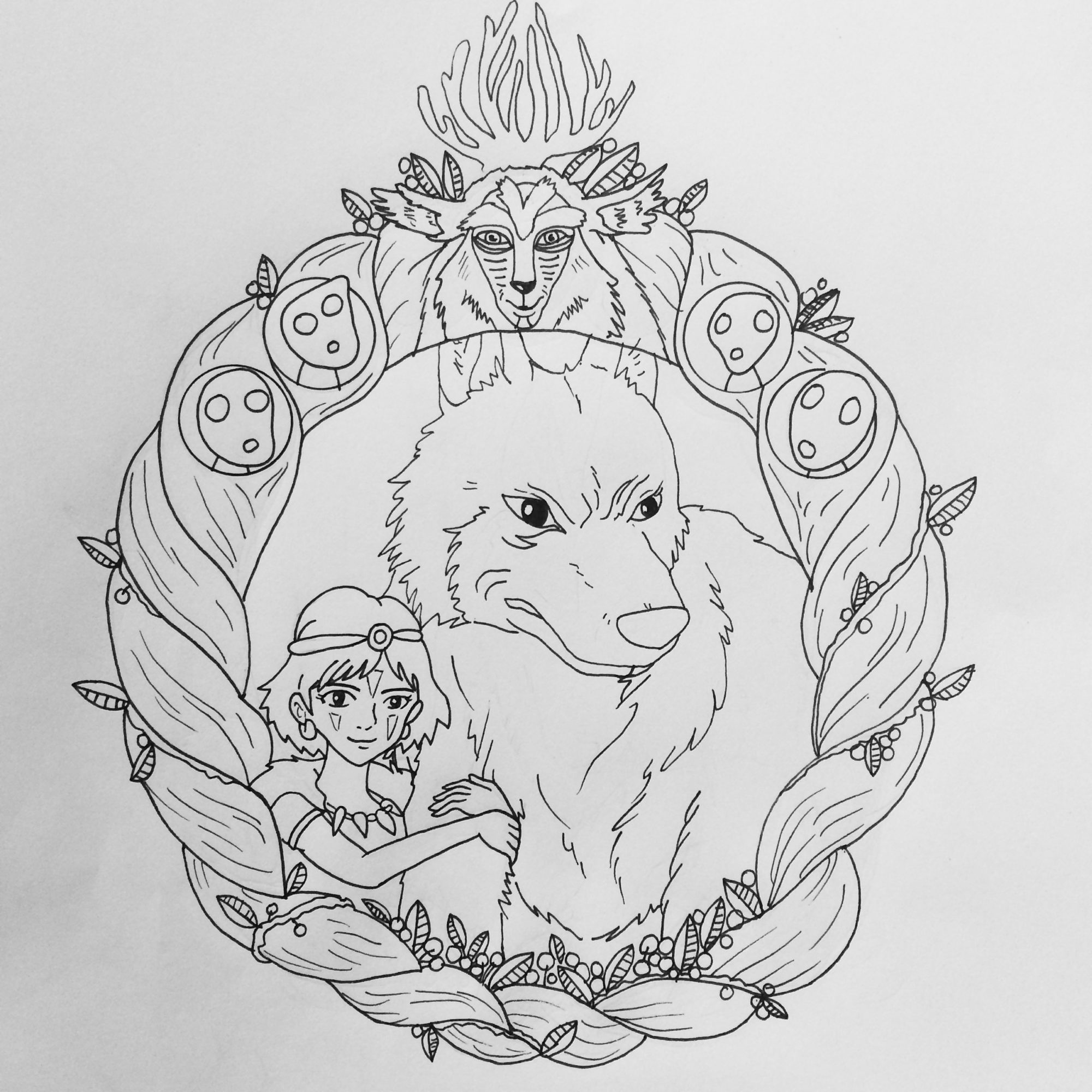 Princess Mononoke in Mirror Coloring Pages