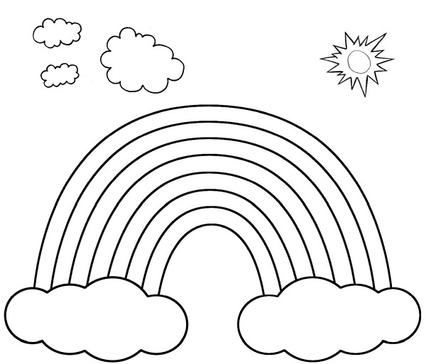 Rainbow With Clouds Coloring Page