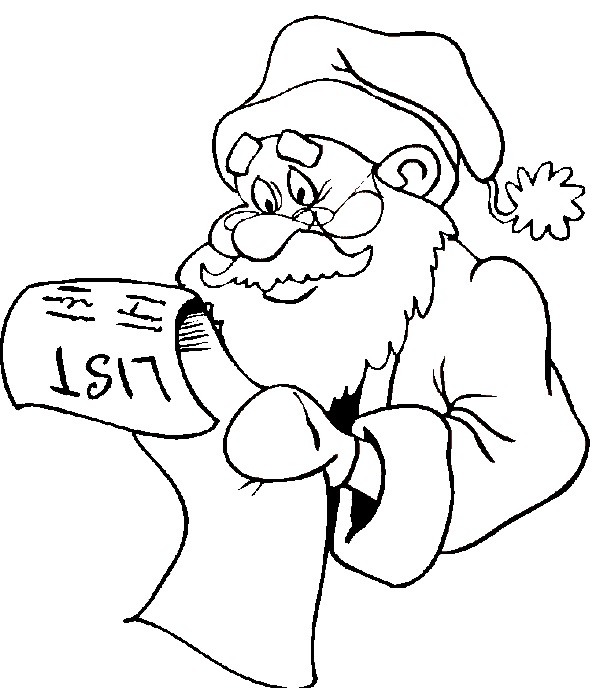 Santa Checking His List Coloring Page