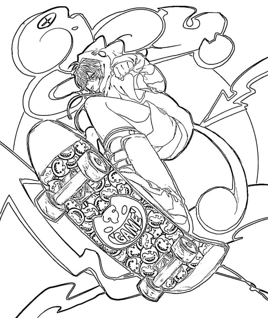 sk8 the infinity coloring pages kawaii