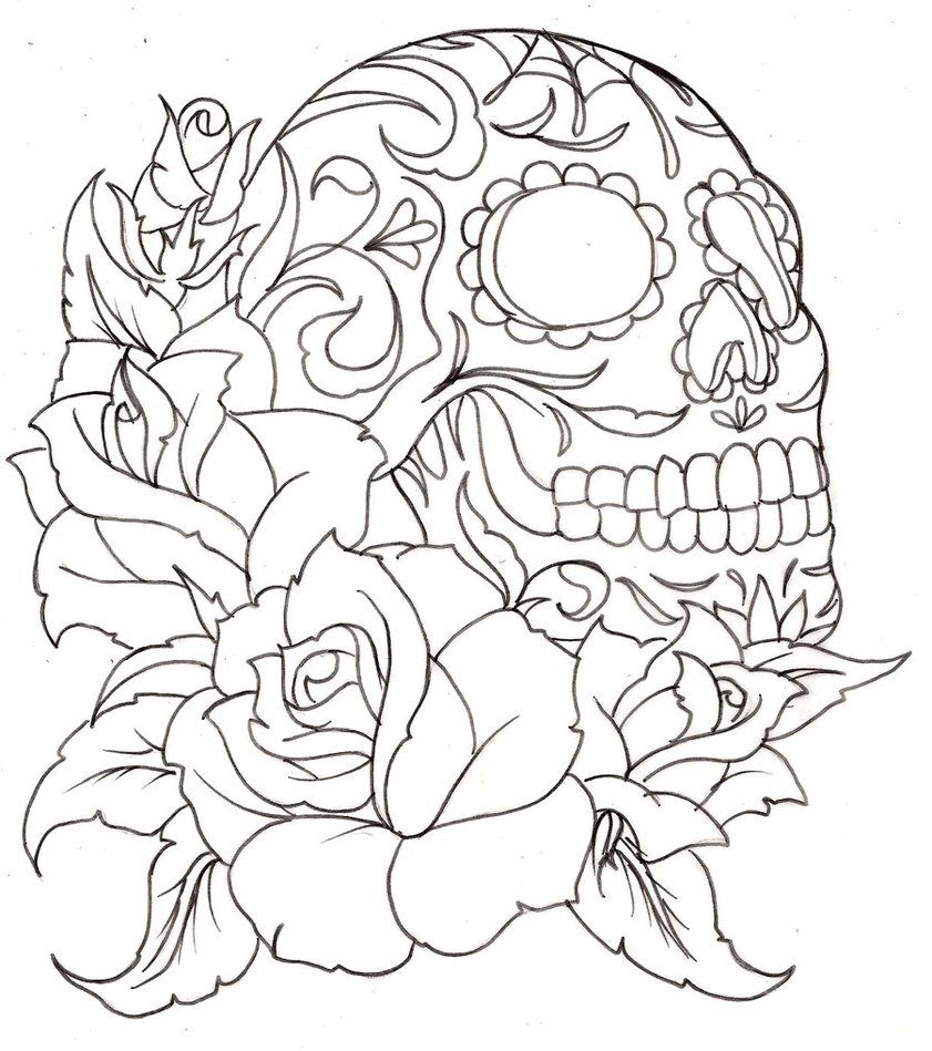 Skull and Flower Coloring Pages