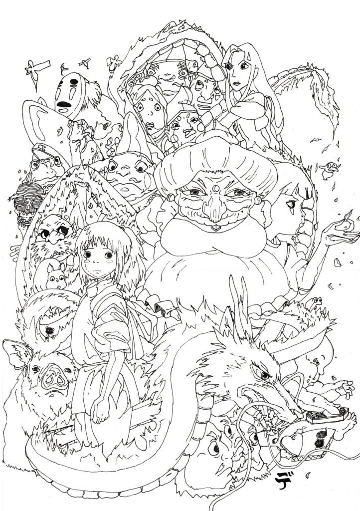 Spirited Away Characters Coloring Page