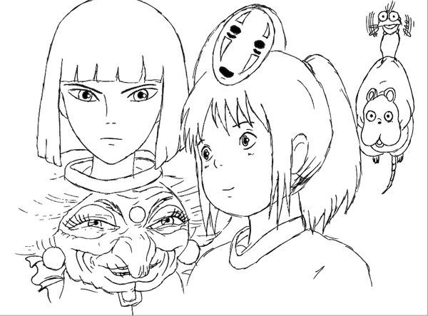 Spirited Away Characters Coloring Pages