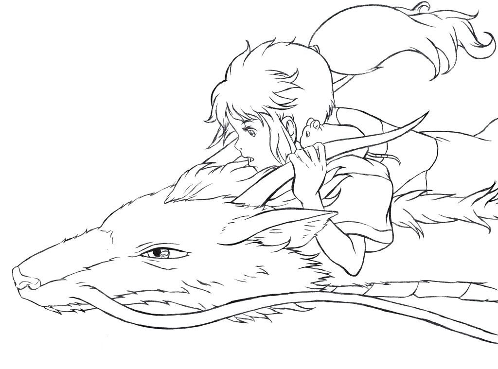 Spirited Away Flying Dragon Coloring Pages