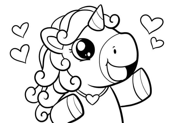 Super Cute Cute Baby Unicorn Coloring Pages