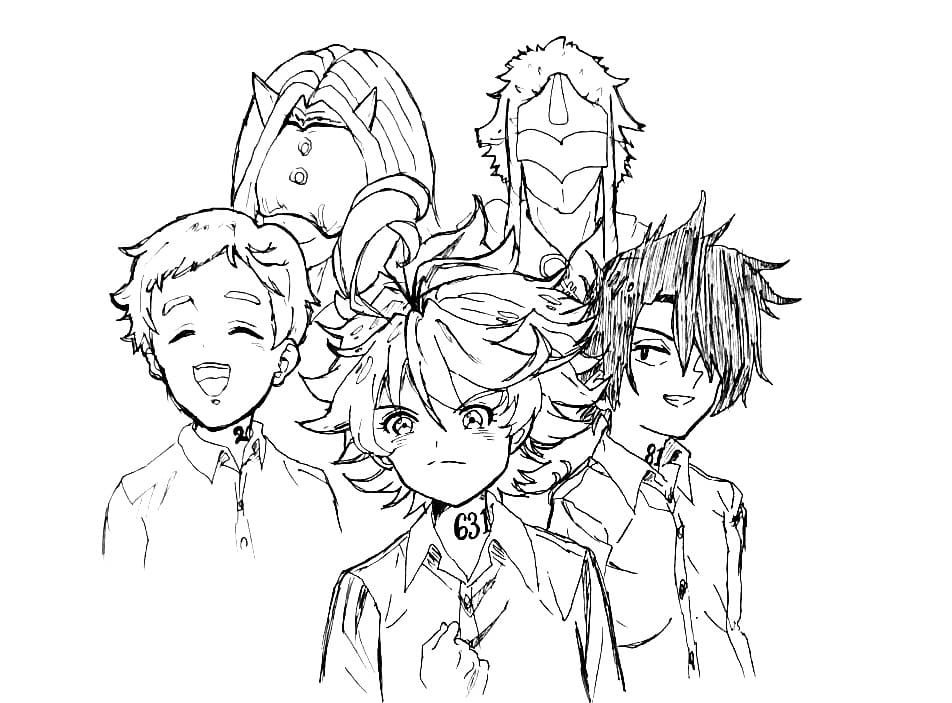 The promised neverland Characters coloring pages