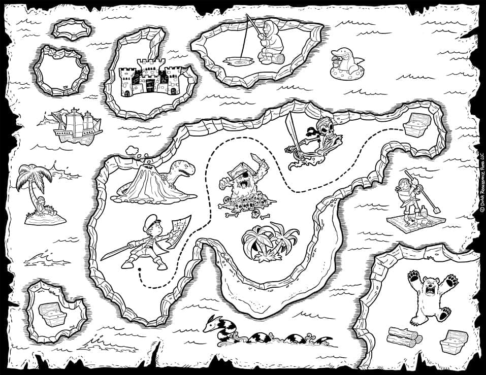 Treasure Map Coloring Page Pdf