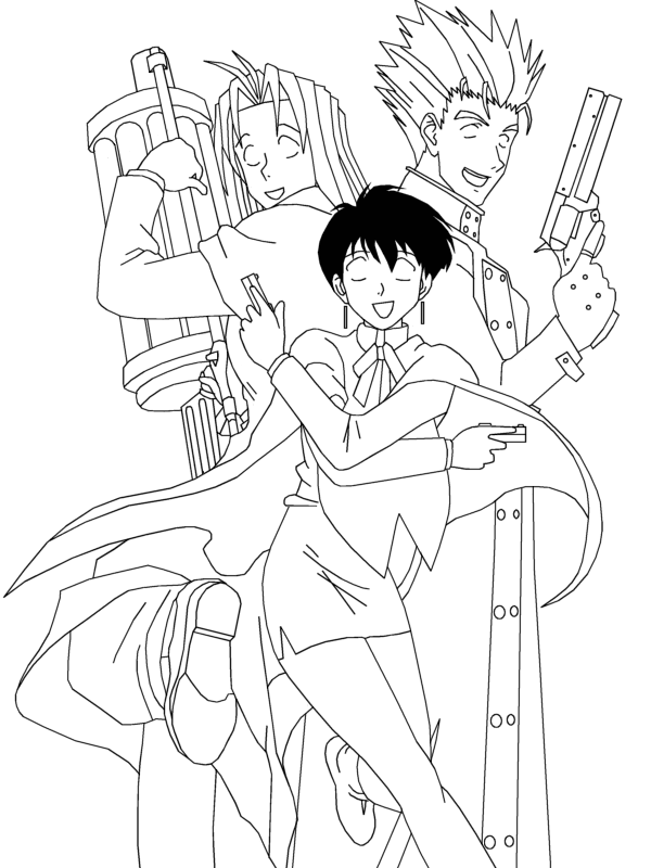 Trigun 7 Coloring Pages & book for kids | Best Trigun coloring page