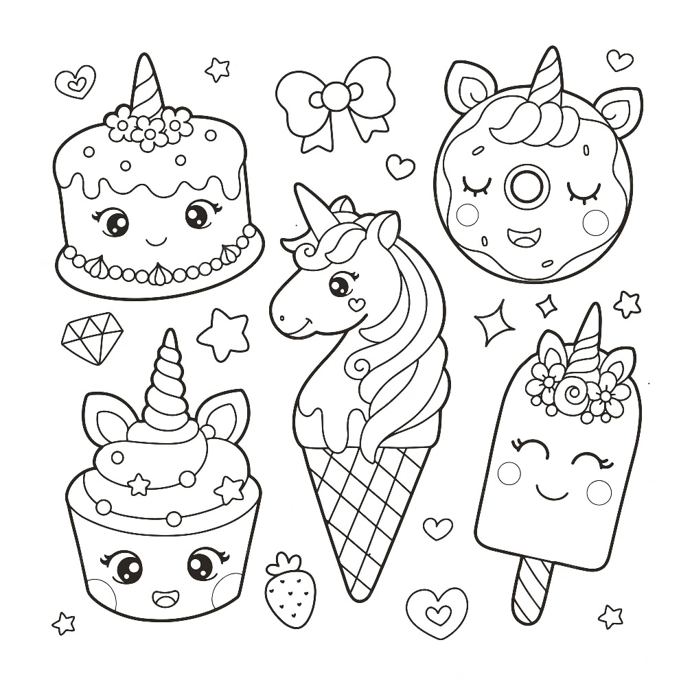 Unicorn Ice Cream Coloring Pages