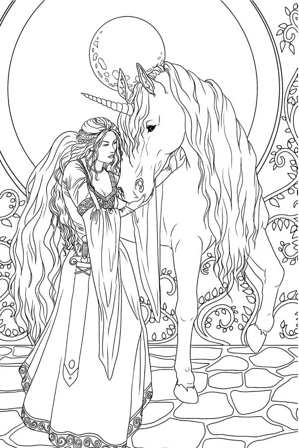 Unicorn and Fairy Coloring Pages