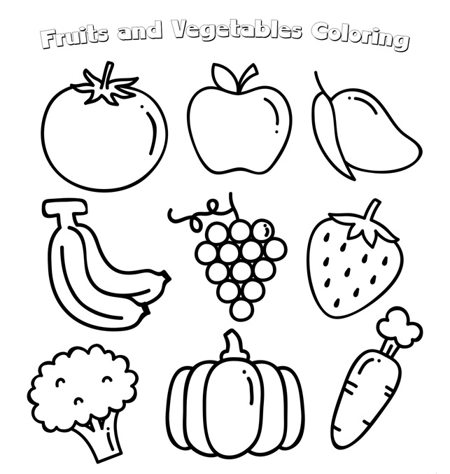 Vegetables and Fruits Coloring Pages