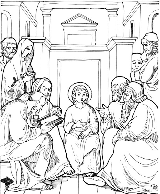 Young Jesus in the Temple Coloring Page