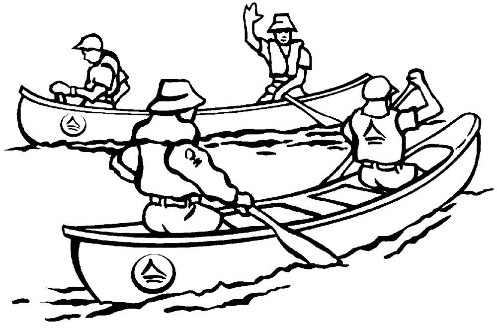 a canoe in the water coloring pages