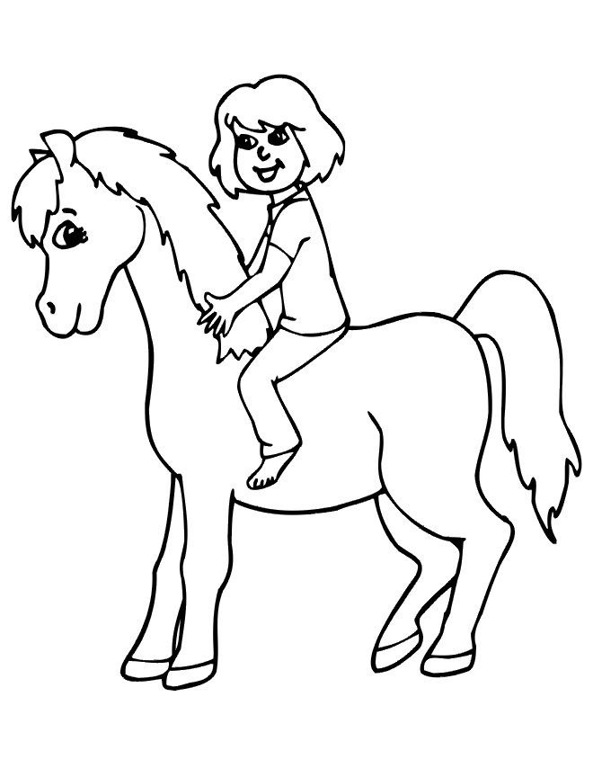 a girl with horse coloring pages