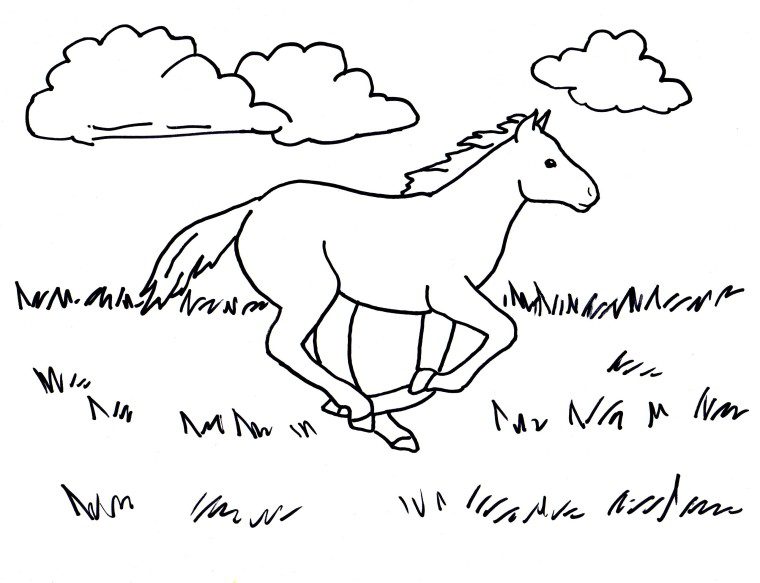 a horse running free coloring pages