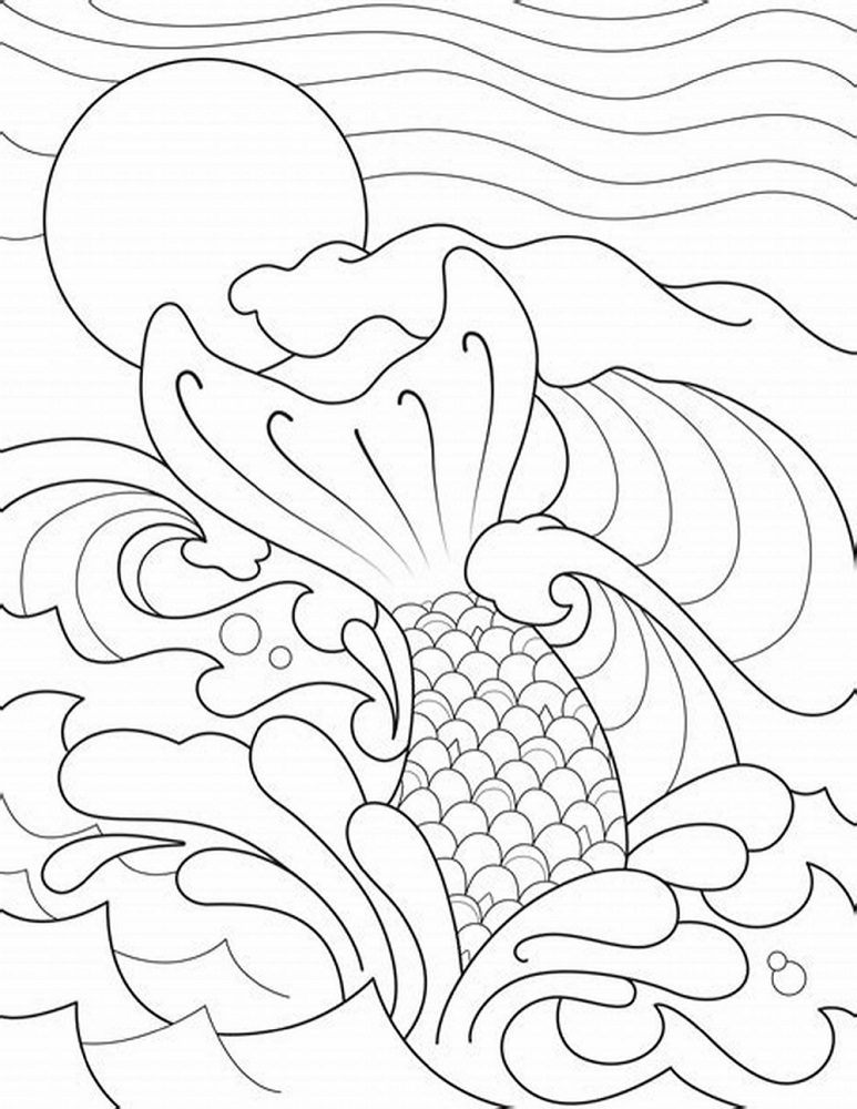 a mermaid tail sticking up out the water coloring pages