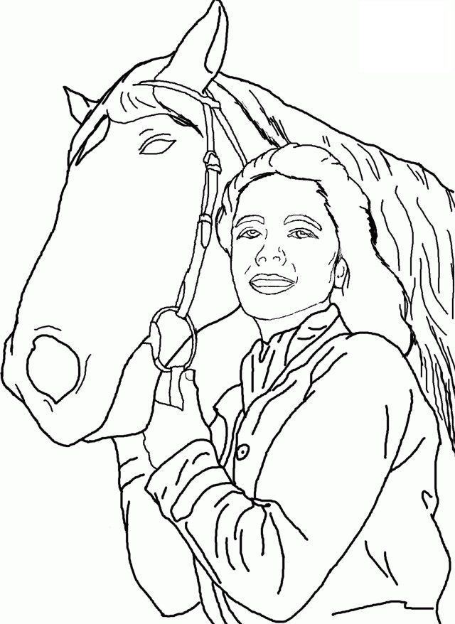 a person mustang horse coloring pages