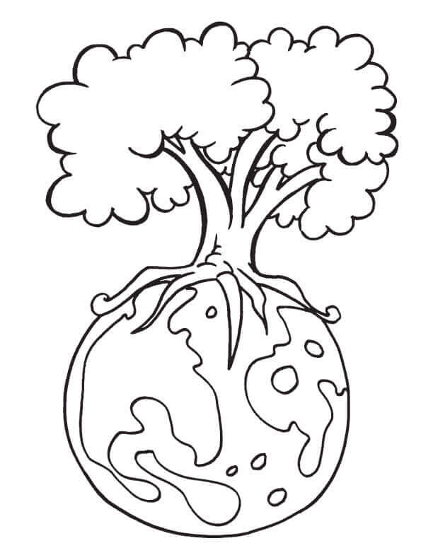 a tree with root system by water coloring pages