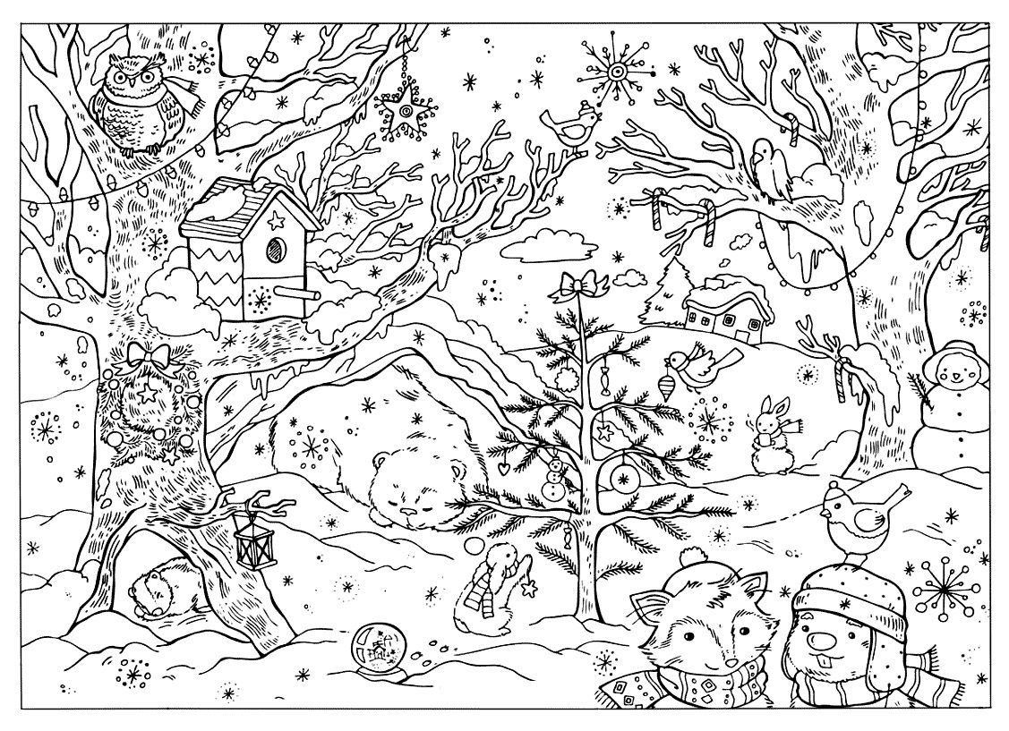 a-winter-forest-coloring-pages