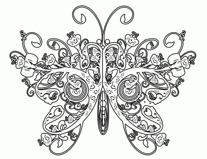 abstract butterfly coloring pages