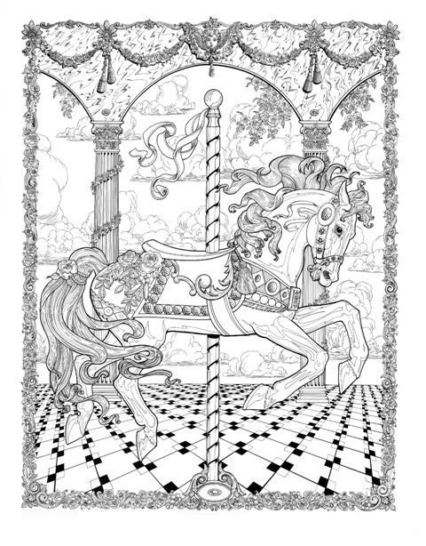 adult coloring pages carousel horse