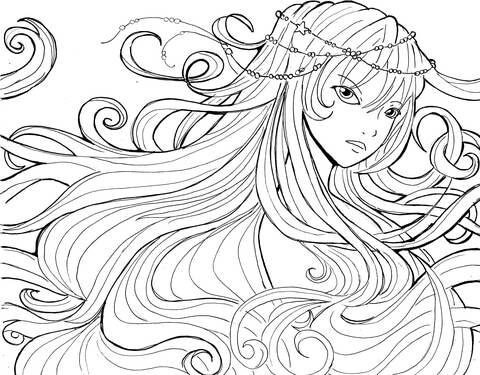 adult coloring pages hair water
