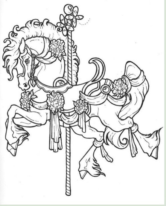 adult coloring pages horse carosel