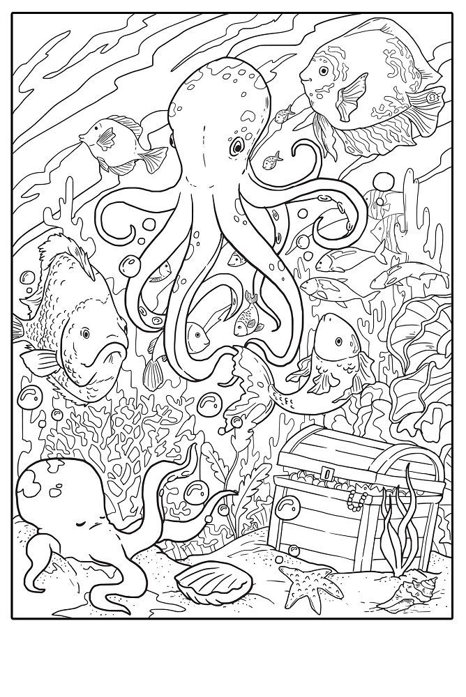 Adult Coloring Pages Under Water