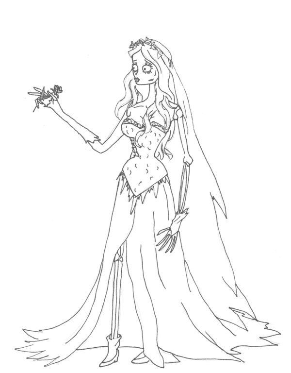 adult zombie bride coloring pages