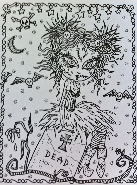 adult zombie girl coloring pages