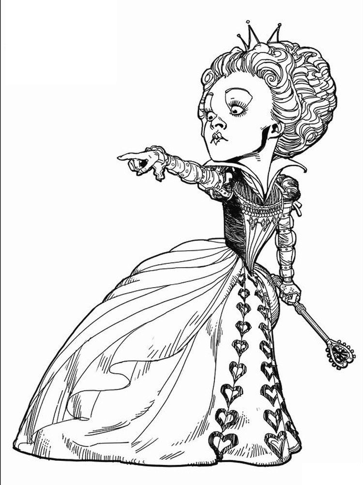 adult zombie queen of hearts coloring pages