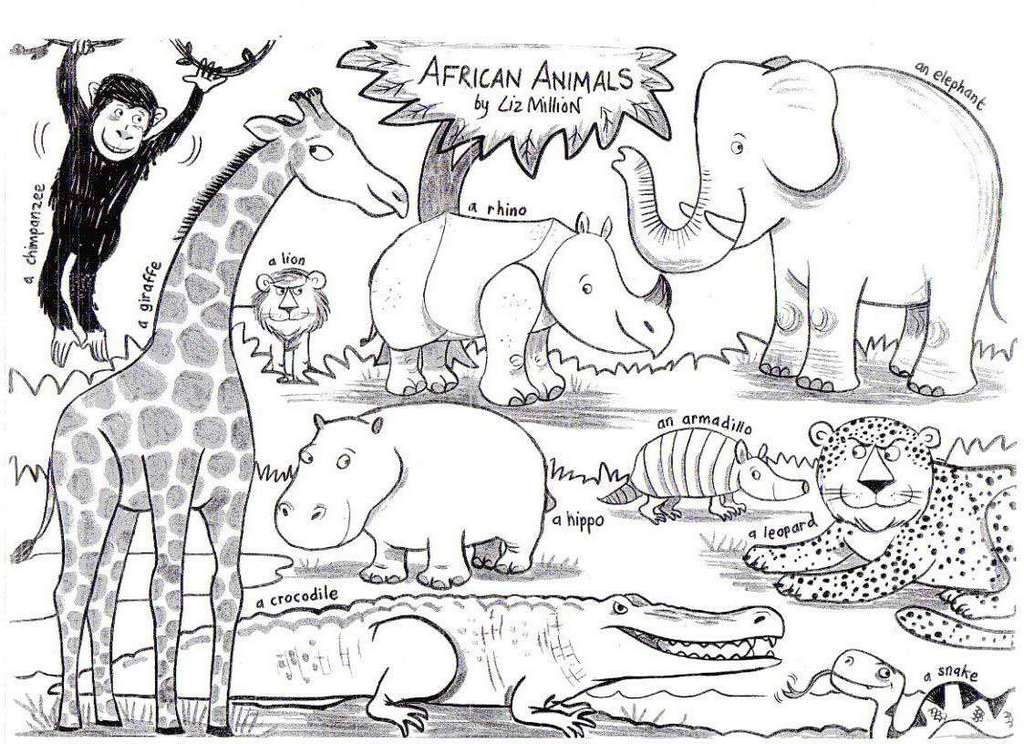 Africa Animal Coloring Page