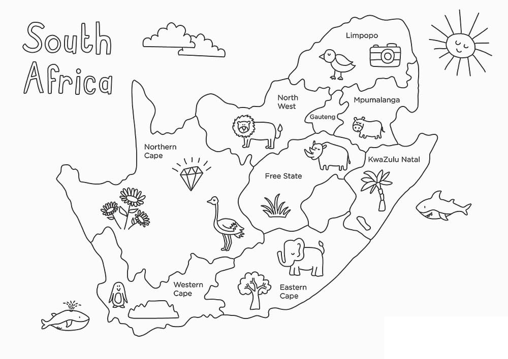 Africa Coloring Page Map