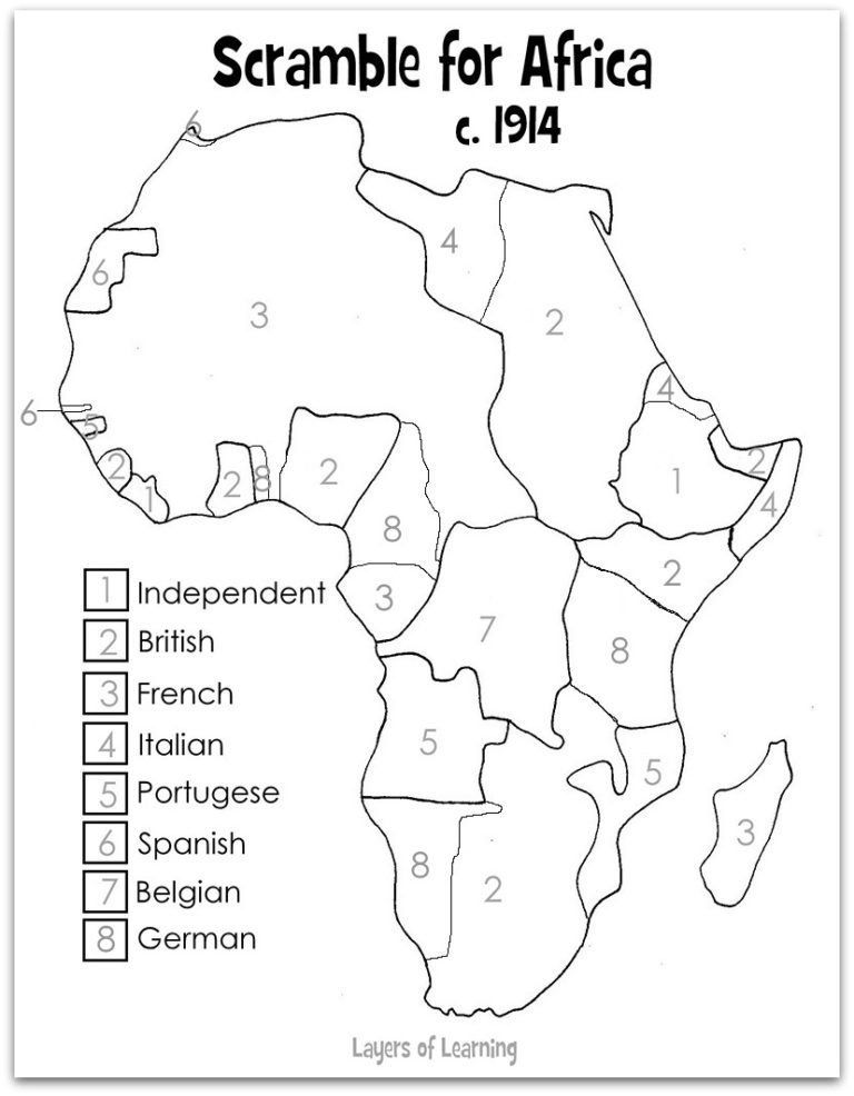 Africa in 1914 Coloring Page
