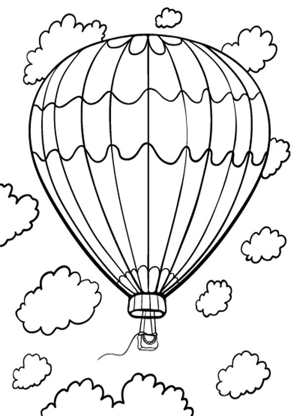 Air Balloon Clouds Coloring Page