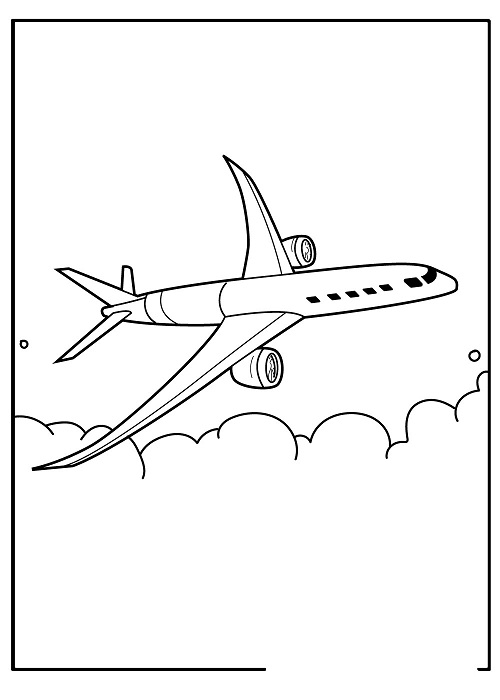 Airplane over the Clouds Coloring Page