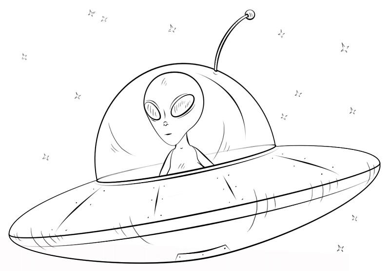 Alian Space Coloring Pages