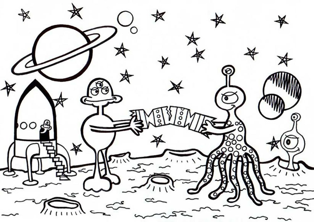 Alien Christmas Coloring Pages