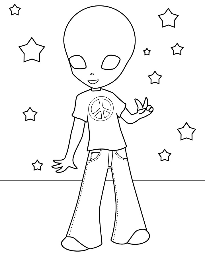 alien coloring pages simple