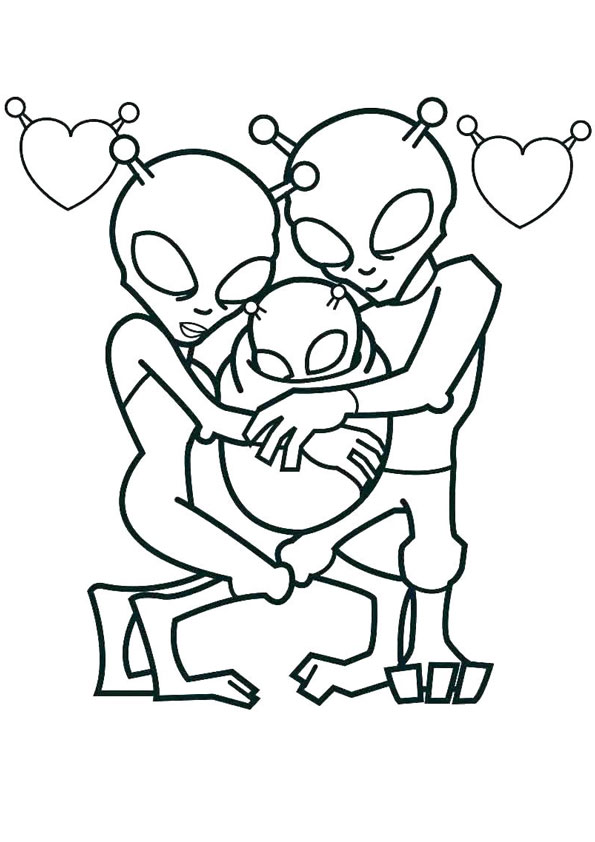 Alien Family Coloring Pages